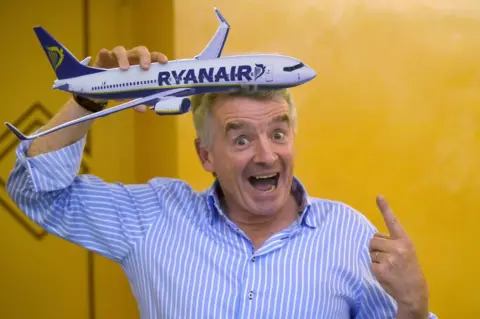 Getty Images Ryanair's chief executive Michael O'Leary poses during a press conference on June 27, 2017 in Rome