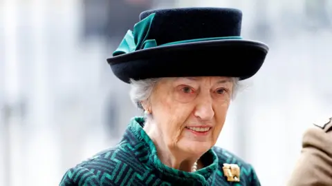 Getty Images Lady Susan Hussey, Baroness Hussey of North Bradley (lady-in-waiting to Queen Elizabeth II) attends a Service of Thanksgiving for the life of Prince Philip, Duke of Edinburgh at Westminster Abbey on March 29, 2022 in London, England. Prince Philip, Duke of Edinburgh died aged 99 on April 9, 2021.