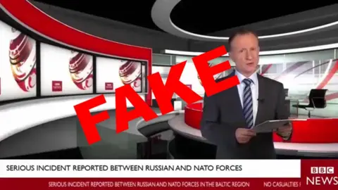 Benchmark Assessment Fake BBC News report featuring actor Mark Ryes