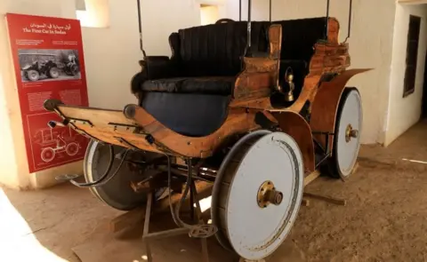 Getty Images This picture shows an antique vehicle on display at the Khalifa House ethnographic museum in Omdurman, the twin city of Sudan's capital, on January 18, 2022, restored with funding by the British Council