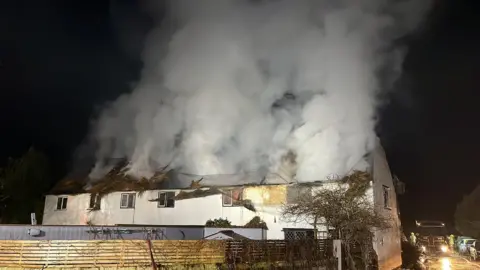 Sam Linton/Suffolk Fire and Rescue Fire at a property in Hengrave, Suffolk