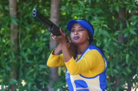 Getty Images Athlete competes in the shooting championship with shotgun in Khartoum, Sudan on November 04, 2022.