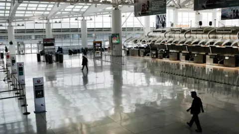 Getty Images JFK airport in New York is eerily quiet