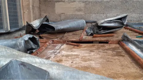 St James' Church Lead torn up on roof