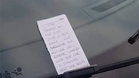 Rachel Hanley Note left on windscreen