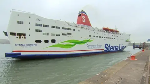 BBC A Stena Line ferry docking in Fishguard