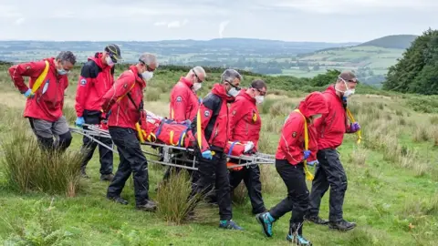 A group of volunteers of the Cleveland Mountain Rescue Team