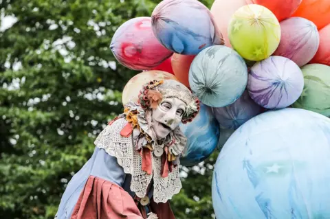 Stockton International Riverside Festival Street performer at the festival