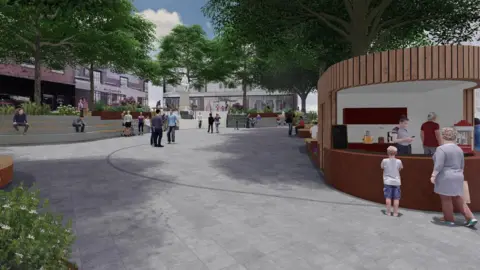 Norwich City Council Artist's impression of the new-look Hay Hill in Norwich.