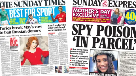 Sunday Times and Sunday Express front pages