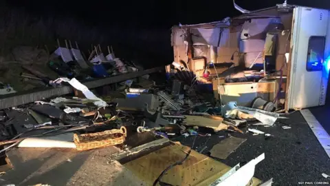 Sgt Paul Cording The overturned caravan