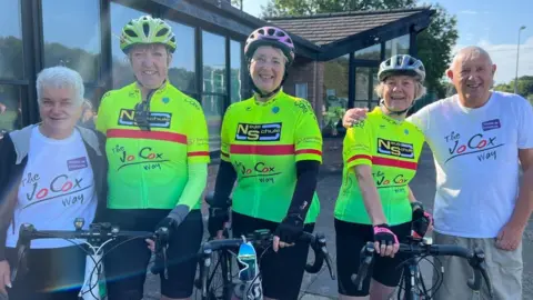 BBC Women cyclists about to set off on the Jo Cox Way ride