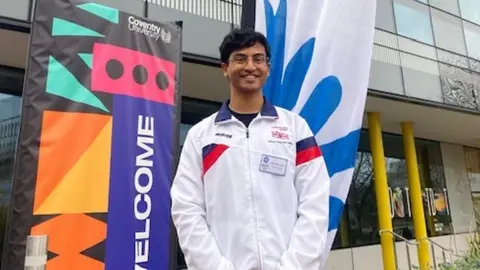 BBC A transplant games athlete outside Coventry University