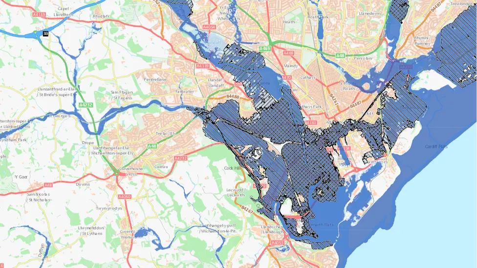 NAtural Resources Wales/Crown Cardiff Tan15 map