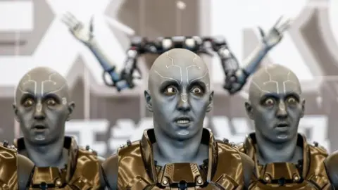 Robots mimic facial expressions during the World Robot Conference