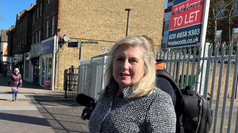 BBC Susan Hall outside the site of the former Eltham politce station