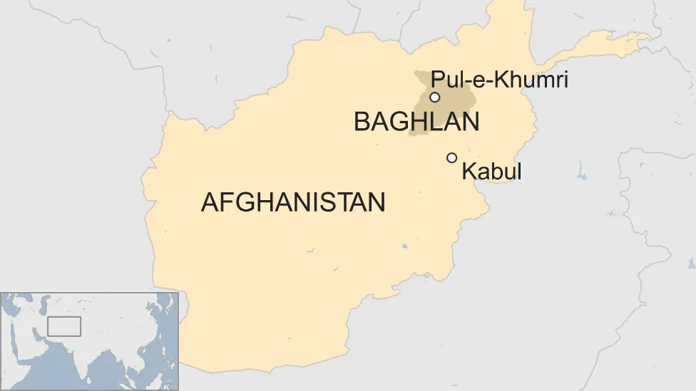 A map showing the location of Pul-e-Khumri in northern Afghanistan