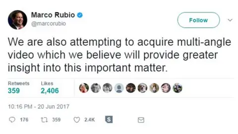 @marcorubio/Twitter We are also attempting to acquire multi-angle video which we believe will provide greater insight into this important matter.