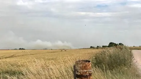 Smoke cloud from fires on Salisbury Plain