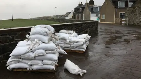 Sand bags in Macduff