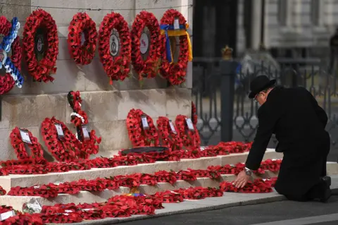 Neil Hall / EPA Laying a wreath