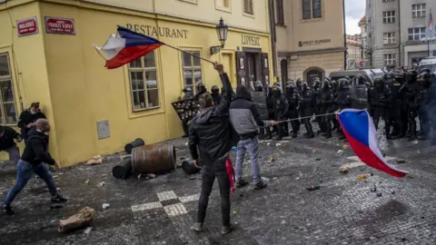 EPA Demonstrators in Prague clash with police