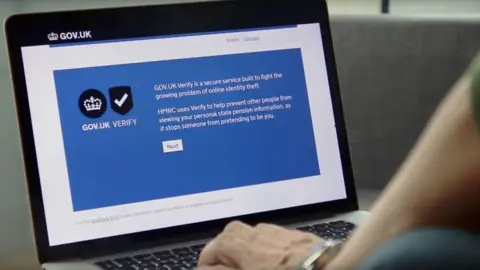 DWP Screen shot showing the UK government's online Verify scheme