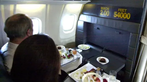 Getty Images A meal in front of the Mach 2 notice board