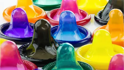 Getty Images multi-coloured condoms