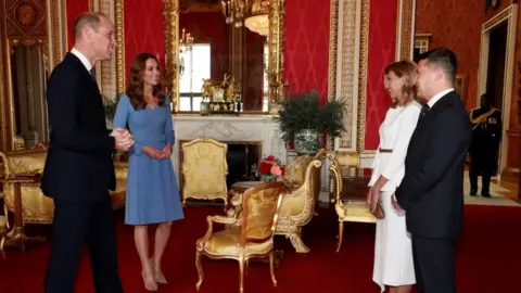 PA Media The Duke and Duchess of Cambridge with Olena and Volodymyr Zelensky at Buckingham Palace in October 2020