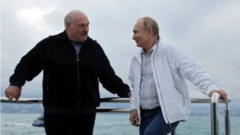 Reuters Russian President Vladimir Putin and Belarusian leader Alexander Lukashenko on a boat off Sochi