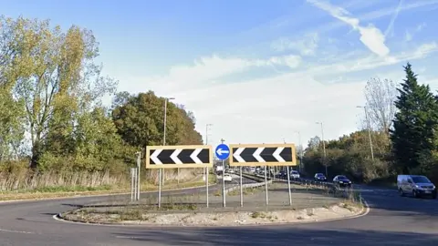 Google The A414 longabout near Colney Heath