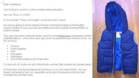 Rachael Drouet Text of flyer and blue body warmer