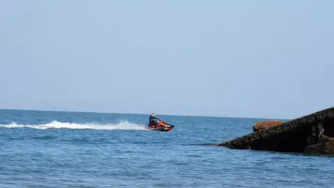 Welsh Marine Life Rescue A person on a jetski gets dangerously close to Wally the Walrus