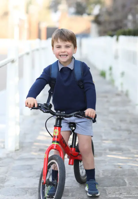 Duchess of Cambridge Prince Louis on his Frog bike, taken on Wednesday by his mother, the Duchess of Cambridge, at Kensington Palace