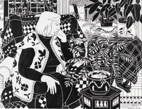 Norman Gilbert Norman works in india ink before he adds colour to his paintings