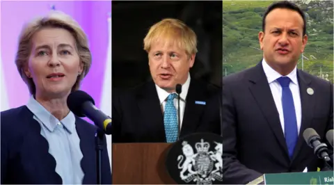Reuters/PA Ursula von der Leyen; Boris Johnson; Leo Varadkar
