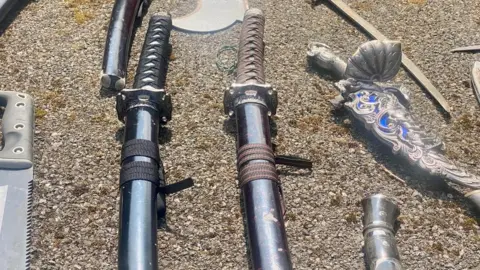 A display of all the knifes collected by police over two weeks