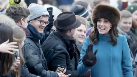 Getty Images The Duchess of Cambridge speaks to a member of the public