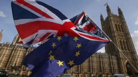 Getty Images flags outside Westminster