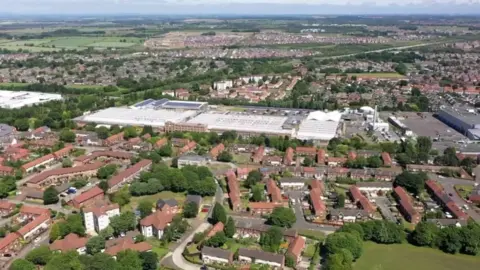 BBC An aerial view of the site