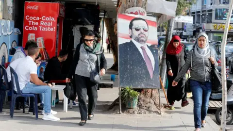 Reuters Poster of Saad Hariri on a street in the Tariq al-Jadideh district of Beirut, Lebanon (6 November 2017)