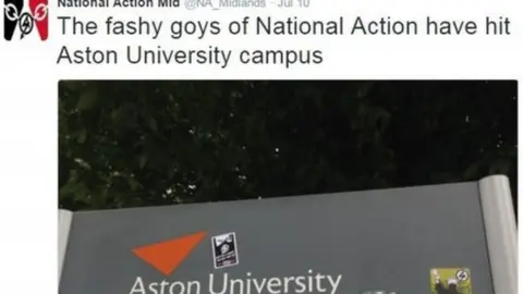 West Midlands Police A social media post by National Action aFTER