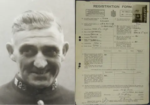 Guernsey Archives Policeman William Quin's ID registration form