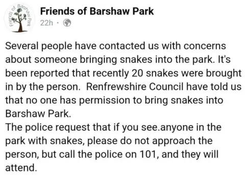 Facebook Friends of Barshaw Park facebook post