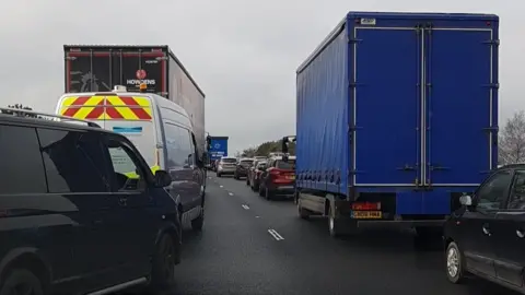 Stu Gray Tailback of vehicles on M62