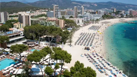 A view of a beach in Magaluf, Majorca