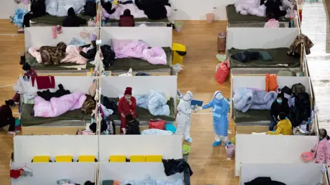 AFP Inside a temporary hospital in Wuhan, China