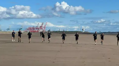 Southport FC Southport FC players training on Crosby Beach