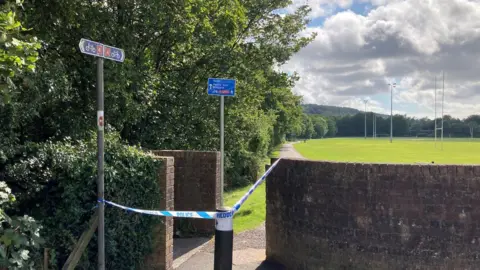 Police tape at the scene in Pandy Park